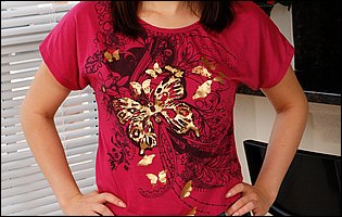 Kylie Quinn in sexy t-shirt masturbates in kitchen