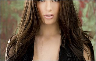 Gorgeous brunette Lana Rhoades in sexy black lingerie posing for camera
